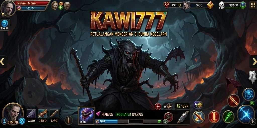 Screenshot gameplay KAWI777 menampilkan momen menegangkan saat menghadapi monster.