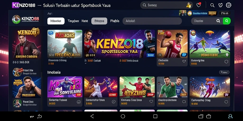 Tampilan utama KENZO188 dengan berbagai opsi taruhan olahraga.